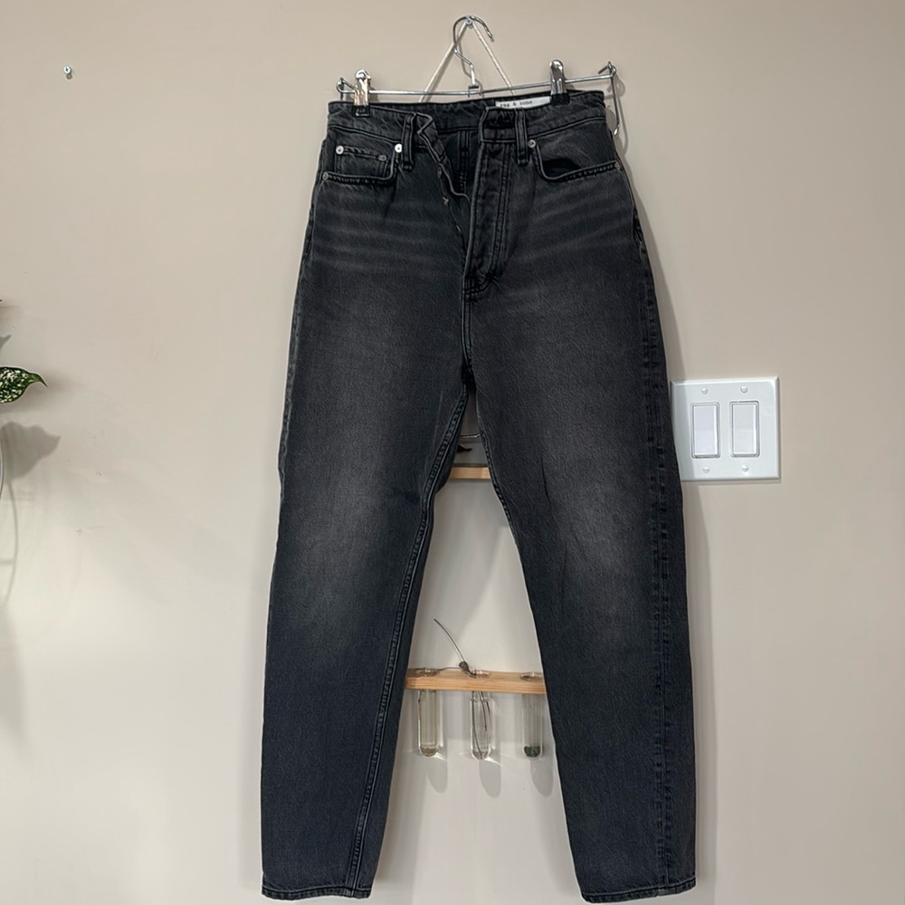 Rag & bone black/grey distressed straight leg jeans